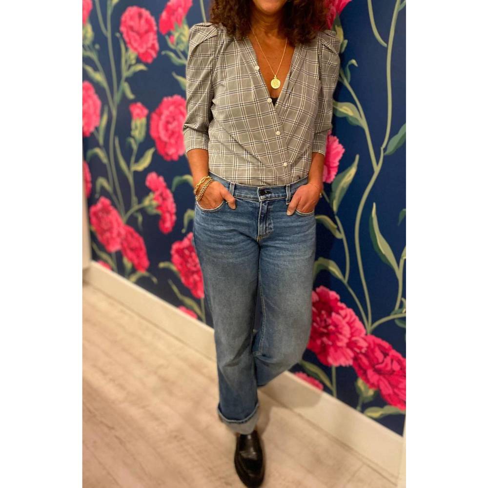 NEW SHOP KMJ bon voyage top in grey plaid